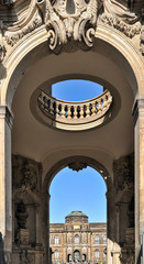 Torbogen des Kronentors, Zwinger Dresden, Blick in den Hof