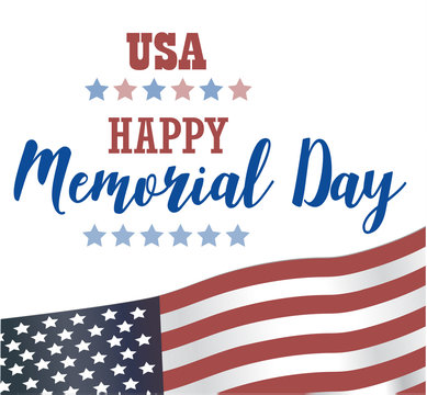 USA Memorial Day. Vector Happy Memorial Day card. Remember and honor. Festive poster or banner with hand lettering. National american holiday