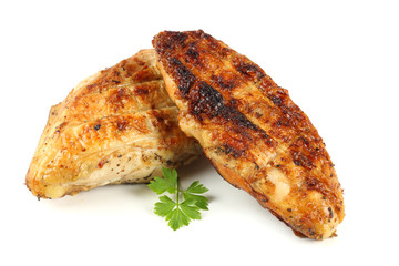 Grilled chicken fillet isolated on white background