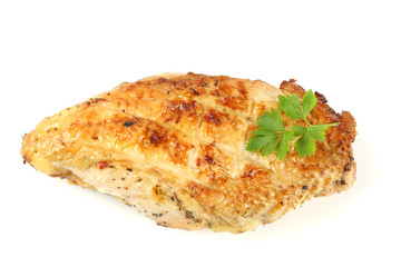 Grilled chicken fillet isolated on white background
