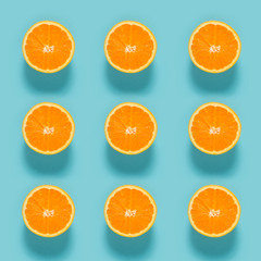 Fresh orange pattern on blue background