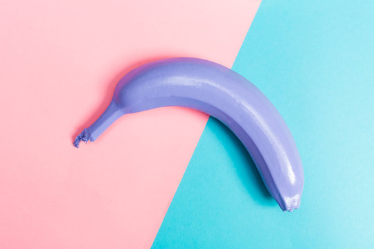 Painted banana on a blue background