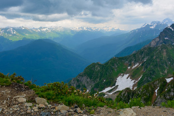 high in the mountains