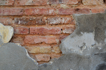 Old Brick Wall With Plaster
