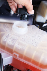 Checking water car engine