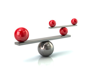 Red and silver balance concept