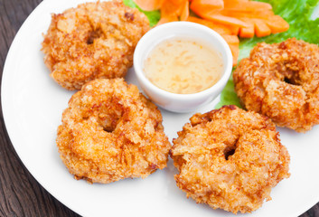 Fried shrimp cake, Thai food name is Tod Mun Goong