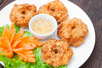 Fried shrimp cake, Thai food name is Tod Mun Goong