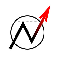 the round icon arrow on white background