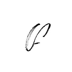 Letter F. Handwritten by dry brush. Rough strokes font. Vector illustration. Grunge style alphabet