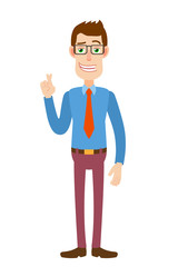 Businessman with crossed fingers