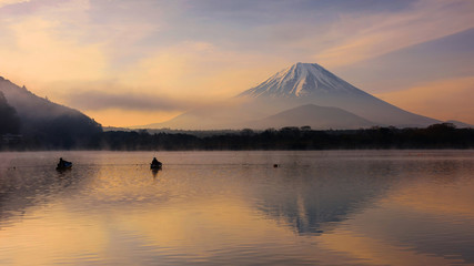 fishing at Shoji lake with twilight sky