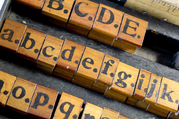 ABC Vintage Alphabet Font Wooden Block Prints