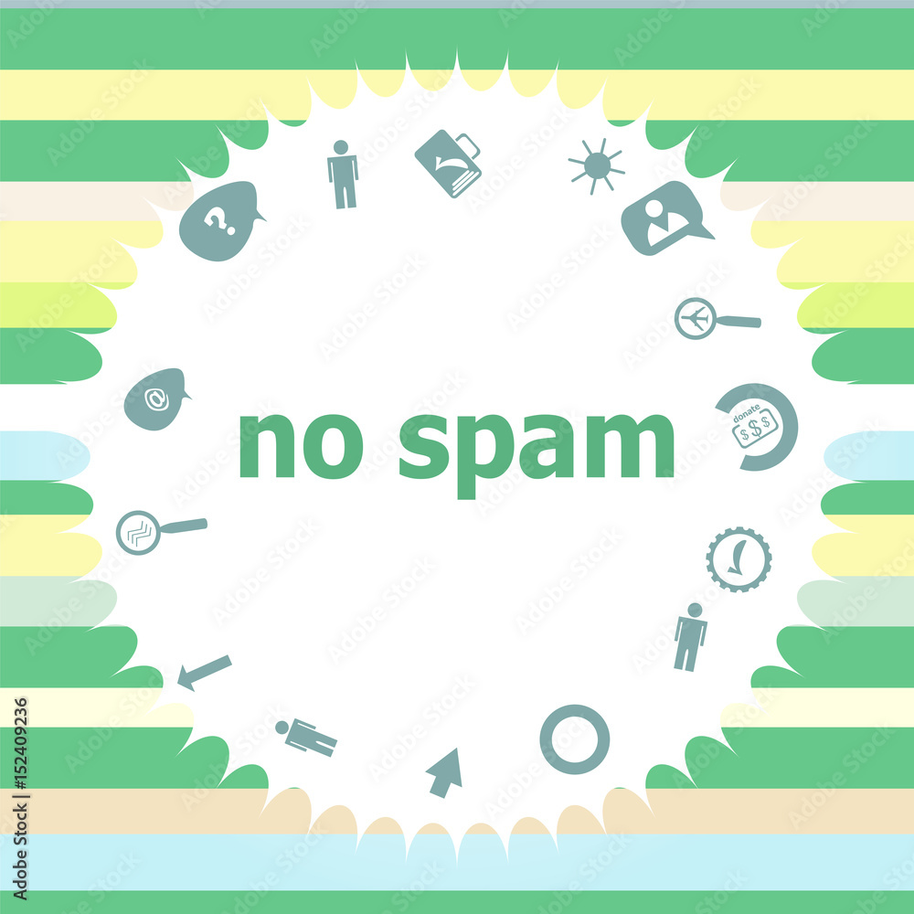 Poster text no spam. security concept . infographics icon set. icons of maths, graphs, mail and so on.