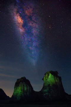 The milky way landscape in Thailand,noise and grain picture style