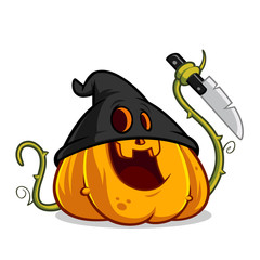 Funny pumpkin to celebrate Halloween day, vector illustration