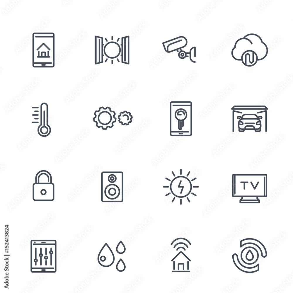 Canvas Prints smart house system line vector icons on white