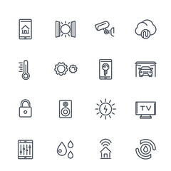 smart house system line vector icons on white