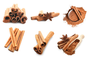 Cinnamon on white background