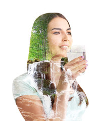 Beautiful girl drinking water