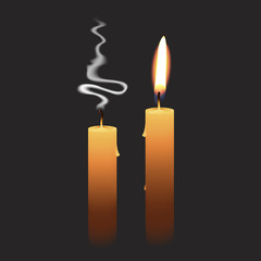 Candlelight - Isolated on Black Background - Vector Illustration