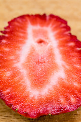 Juicy sliced strawberry macro
