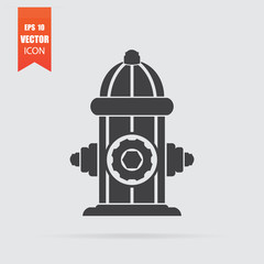 Fire hydrant icon in flat style isolated on grey background.