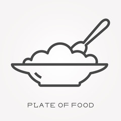 Line icon plate of food