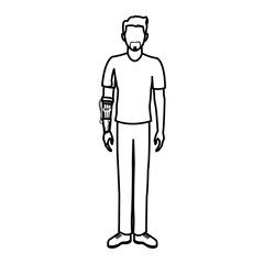 Fototapeta na wymiar guy wearing vr headset - virtual reality glasses concept vector illustration flat style