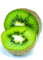 Obraz na płótnie Canvas Juicy kiwi fruit sliced on white