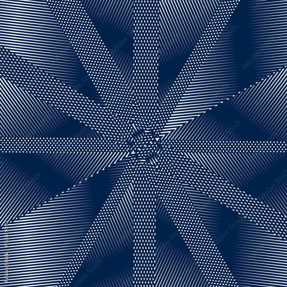 Poster moire pattern, op art vector background. relaxing hypnotic backdrop with geometric black lines. abst