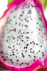 Sliced Dragon Fruit Close Up on white