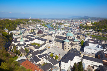 Historisches Zentrum von Salzburg, Österreich. Blick von der Festung Hohensalzburg