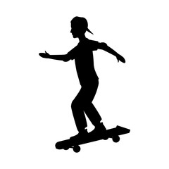 pictogram young boy skateboard sport vector illustration