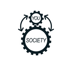 Social Relations conceptual logo, unique vector symbol. Society and Person, social interaction.