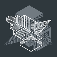 3D engineering vector, abstract shape made using cubes and geometric forms.