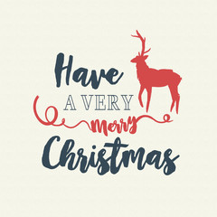 Fototapeta na wymiar Christmas text quote typography deer illustration