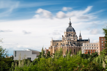 Fototapeta na wymiar The Almudena catholic Cathedral of Madrid