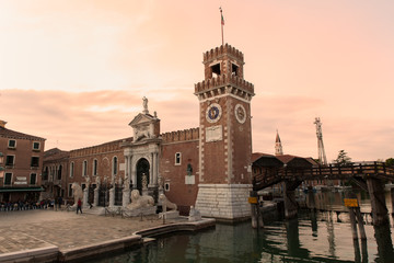 Naklejka premium View of the historic Arsenale in Venice