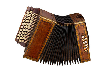 musical instrument accordion isolated on white background - obrazy, fototapety, plakaty