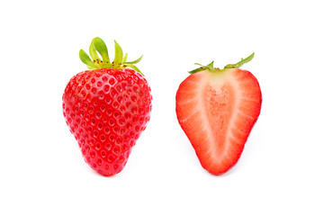 Fresh red strawberries isolated on a white background