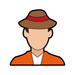 faceless man wearing hat icon image vector illustration design 
