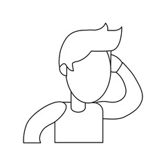 faceless man avatar wearing  shirt icon image vector illustration design  single black line