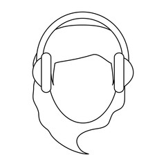 person with headphones icon image vector illustration design  single black line