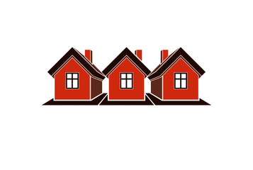 Simple cottages vector illustration, country houses, for use in graphic design. Real estate concept, region or district theme. Building company abstract image.
