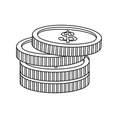 coin stack icon image vector illustration design  single black line