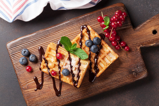 Waffles and berries
