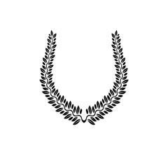 Laurel Wreath floral ancient emblem created in horseshoe shape. Heraldic vector design element. Retro style label, heraldry logo.