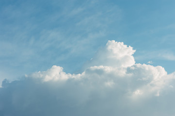 Cumulus clouds in a clear blue sky. Aerial clouds.