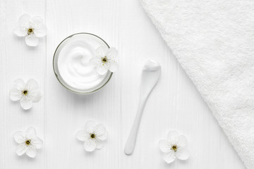 Fototapeta na wymiar Booster socmetic cream face, body, skincare cleanser product anti aging treatment lotion moisturizer